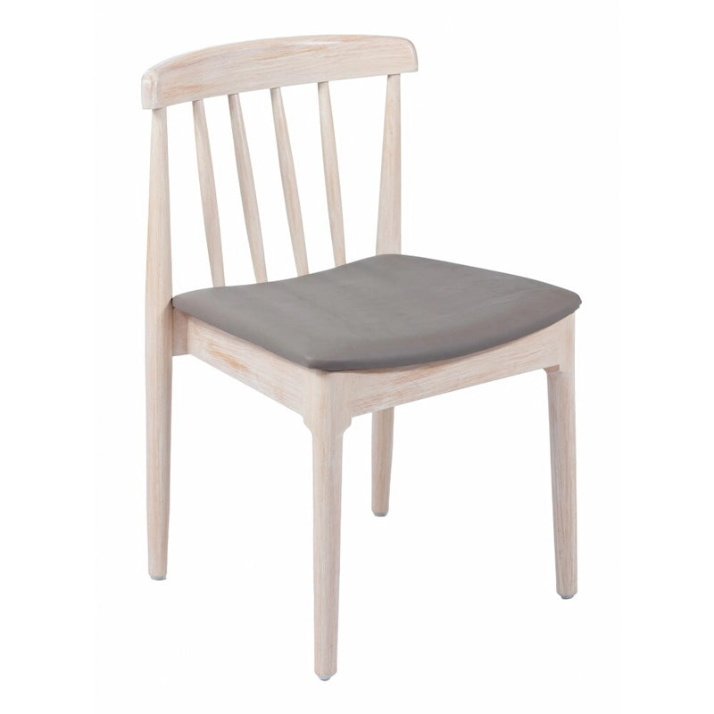 Chaise de salle à manger commerciale en bois massif avec assise rembourrée en vinyle