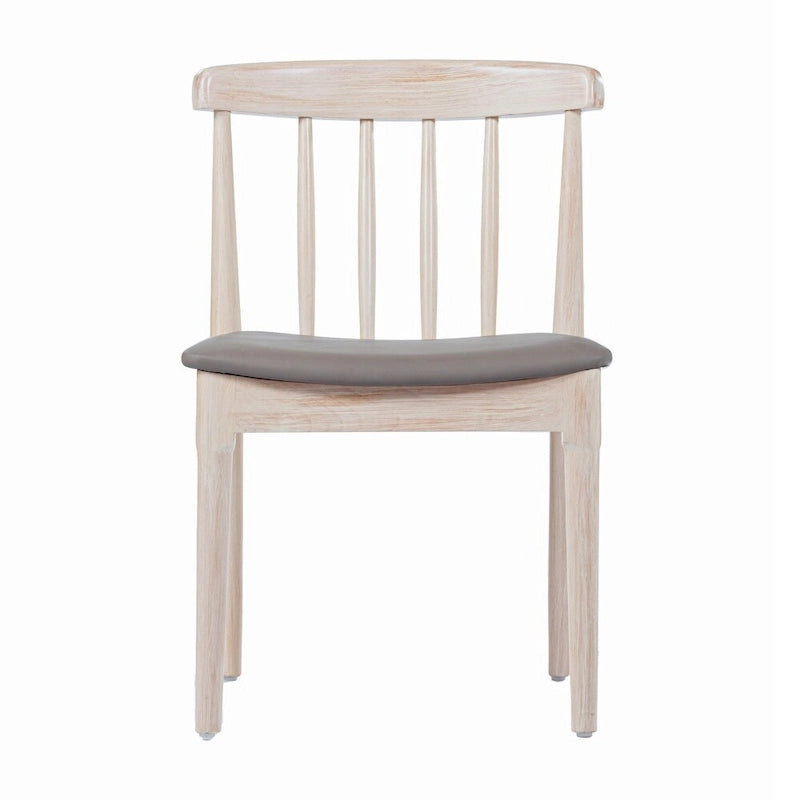 Chaise de salle à manger commerciale en bois massif avec assise rembourrée en vinyle