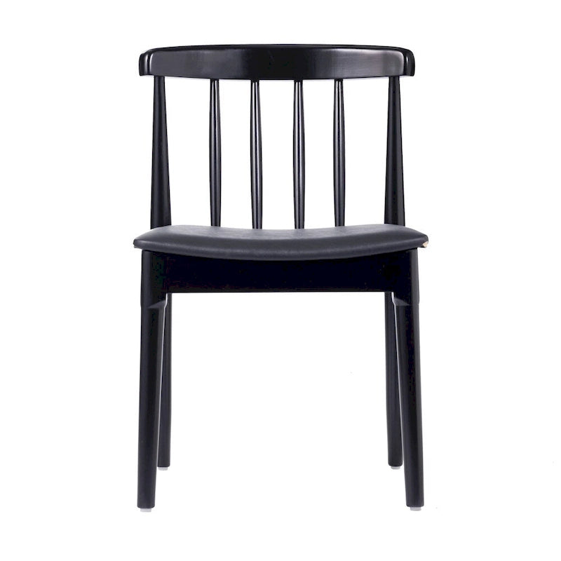Chaise de salle à manger commerciale en bois massif avec assise rembourrée en vinyle