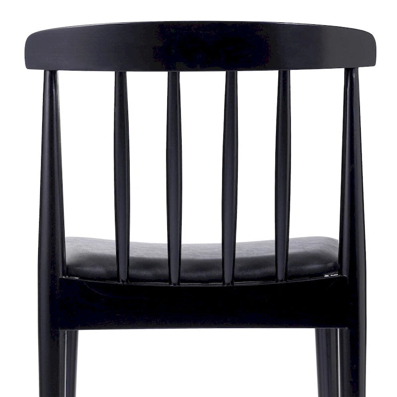 Chaise de salle à manger commerciale en bois massif avec assise rembourrée en vinyle