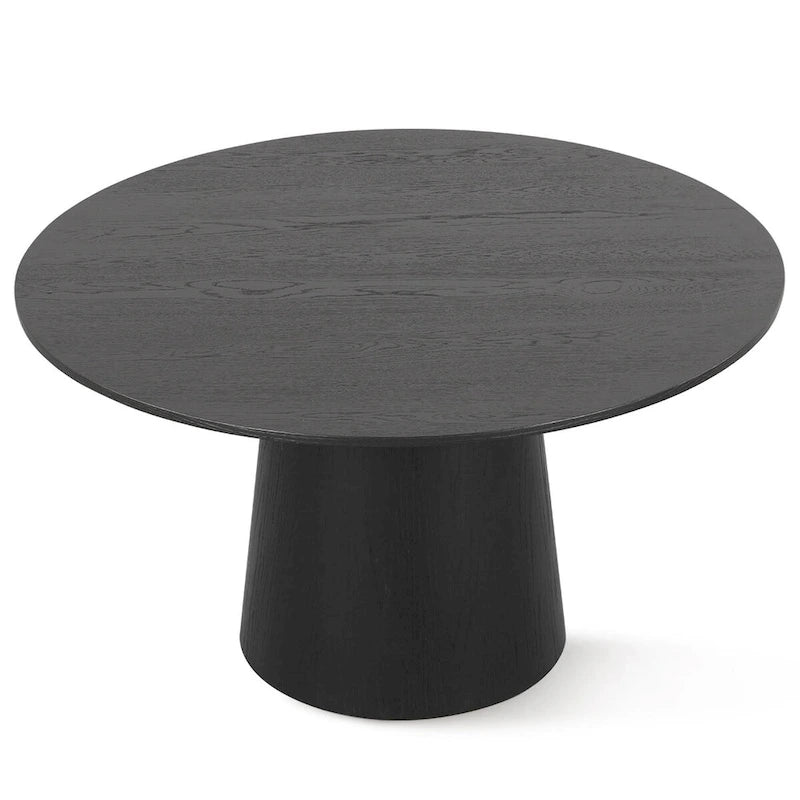 Table à manger ronde sur pied en chêne massif de 52 po
