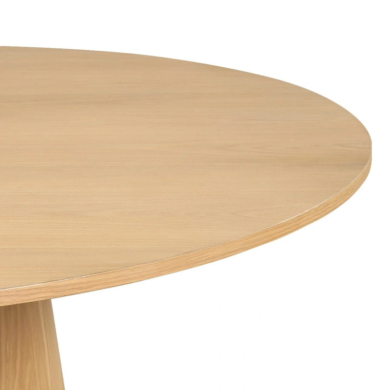 Table à manger ronde sur pied en chêne massif de 52 po