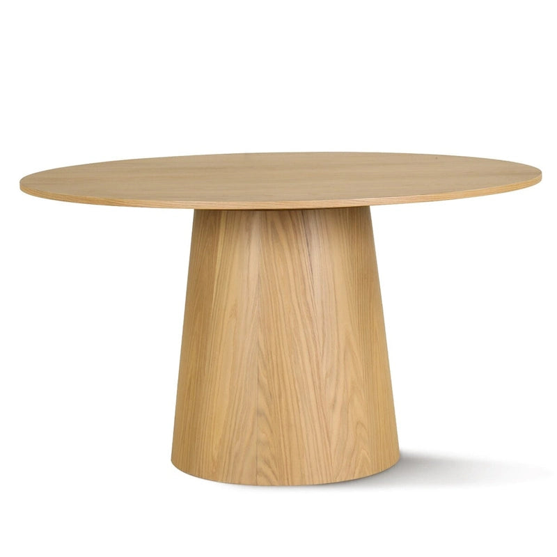 Table à manger ronde sur pied en chêne massif de 52 po
