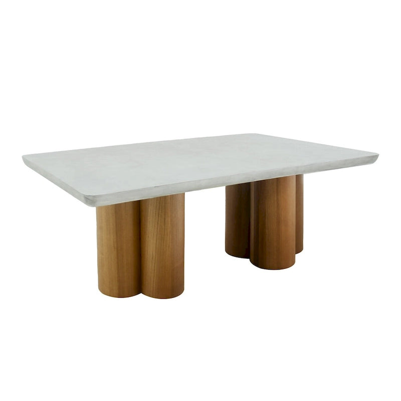 Table de salle à manger Cid Ziv 71 po, rectangulaire gris faux béton, base pilier