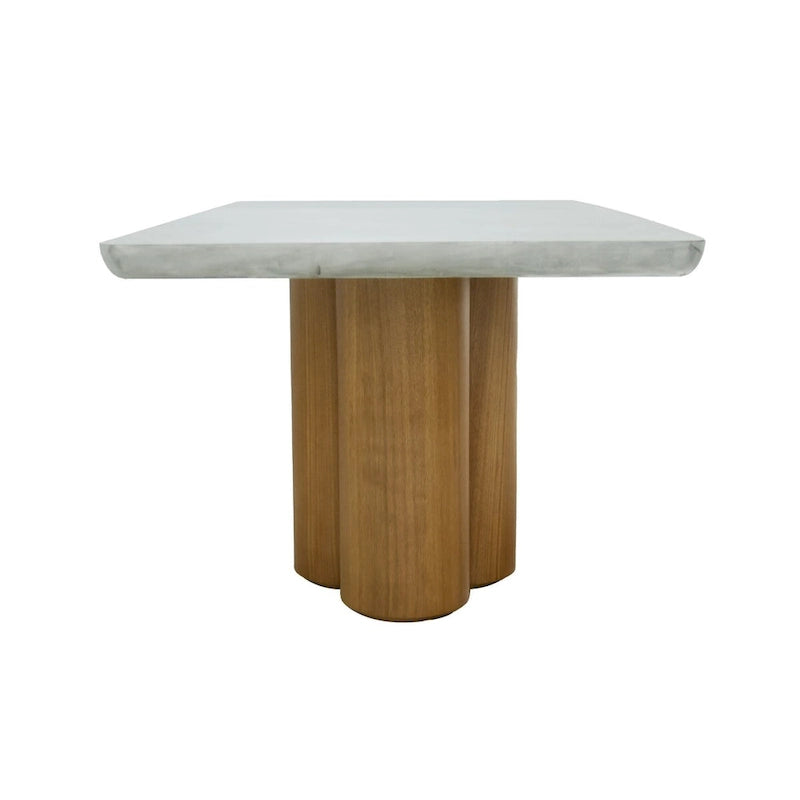 Table de salle à manger Cid Ziv 71 po, rectangulaire gris faux béton, base pilier