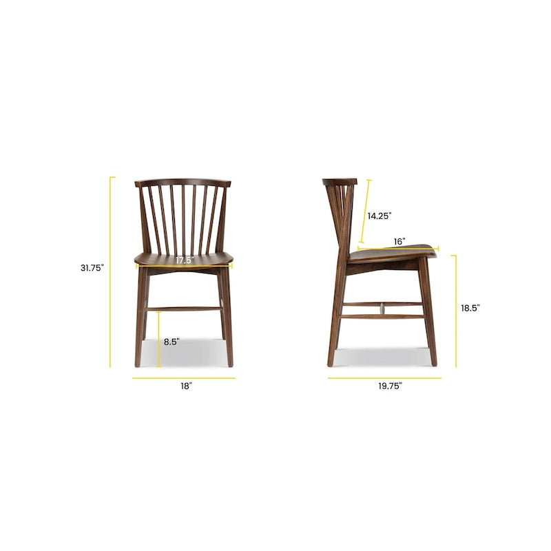 Chaise de salle à manger Ligna Poly & Bark - Dossier en bois tourné avec cadre en bois massif