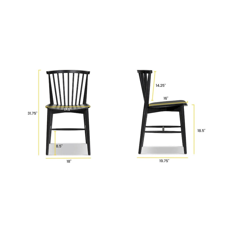 Chaise de salle à manger Ligna Poly & Bark - Dossier en bois tourné avec cadre en bois massif