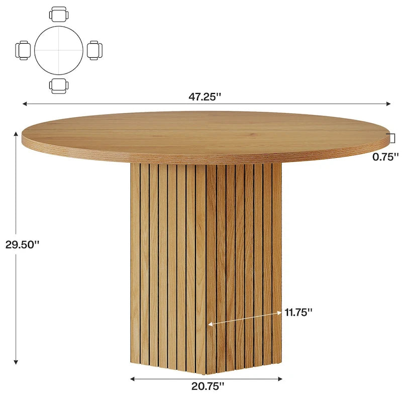 Table de salle à manger ronde de 47 pouces, table à dîner en bois, montage facile, pour salon, salle à manger
