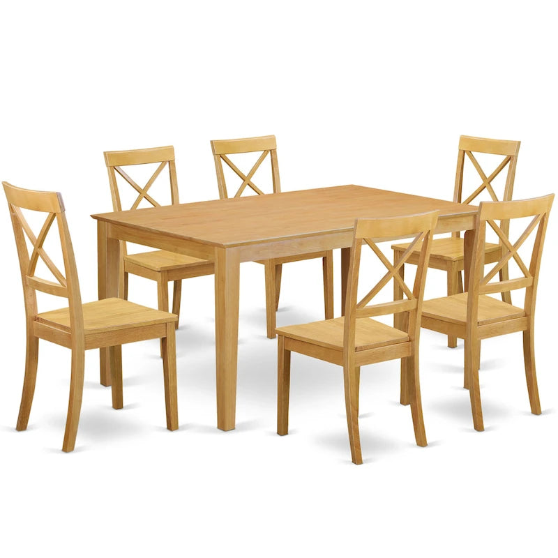 East West Furniture Ensemble table et chaises de cuisine 7 pièces composé d'une table de salle à manger et de 6 chaises de salle à manger, 36x60 pouces, Acajou
