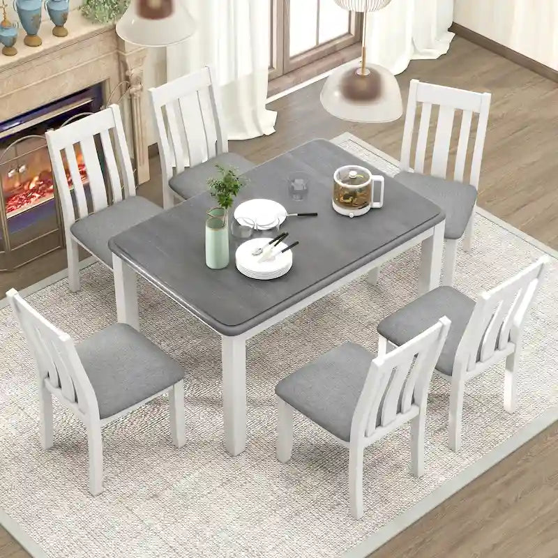 Ensemble de salle à manger 7 pièces avec table extensible et 6 chaises