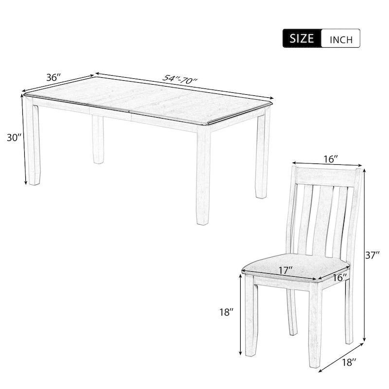 Ensemble de salle à manger 7 pièces avec table extensible et 6 chaises