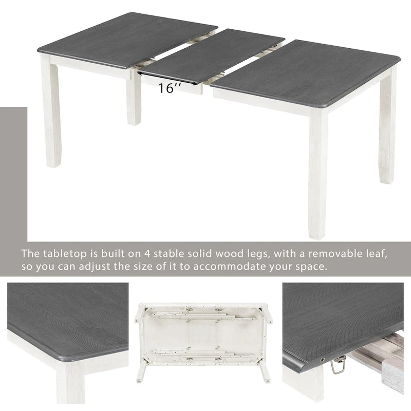 Ensemble de salle à manger 7 pièces avec table extensible et 6 chaises