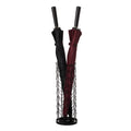 Porte-parapluie rond noir à design horizontal pour l'intérieur et l'extérieur avec bac de récupération d'eau