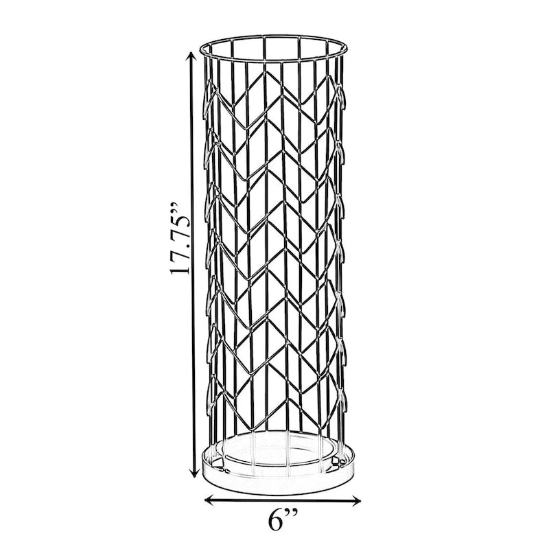 Porte-parapluie rond noir à design horizontal pour l'intérieur et l'extérieur avec bac de récupération d'eau