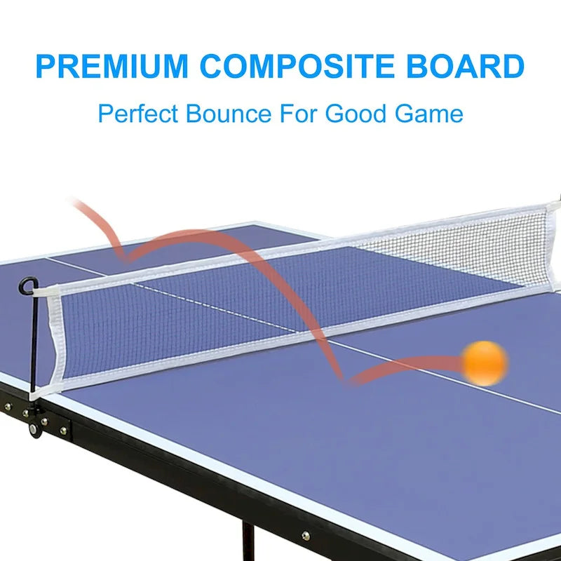 Table de Tennis de Table Pliable et Portable avec Filet et 2 Raquettes de Ping-Pong pour Jeu Intérieur et Extérieur