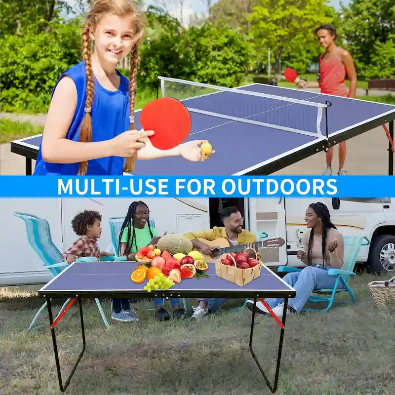 Table de Tennis de Table Pliable et Portable avec Filet et 2 Raquettes de Ping-Pong pour Jeu Intérieur et Extérieur