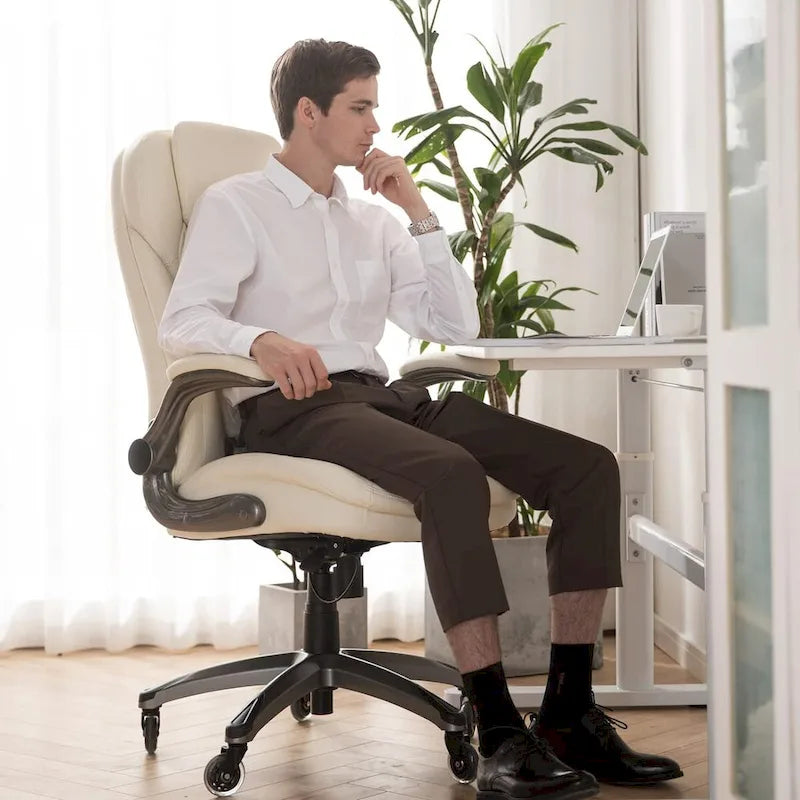 Chaise de bureau ergonomique pivotante et roulante avec accoudoirs rembourrés relevables, inclinaison réglable verrouillable pour travail et étude des adultes