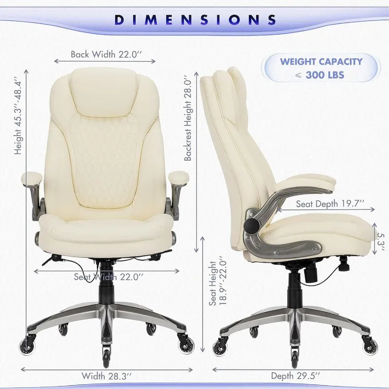 Chaise de bureau ergonomique pivotante et roulante avec accoudoirs rembourrés relevables, inclinaison réglable verrouillable pour travail et étude des adultes
