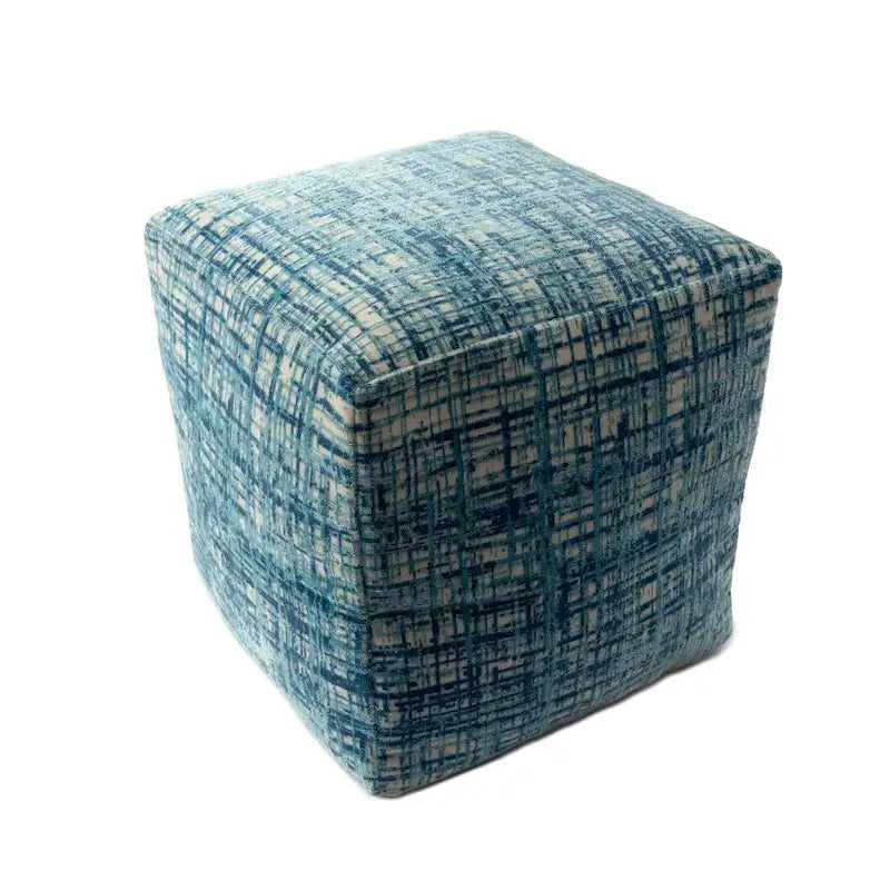 HomeRoots Pouf 18 Bleu en mélange de polyester