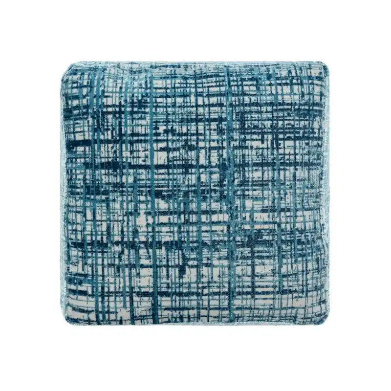 HomeRoots Pouf 18 Bleu en mélange de polyester