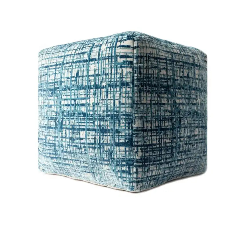 HomeRoots Pouf 18 Bleu en mélange de polyester