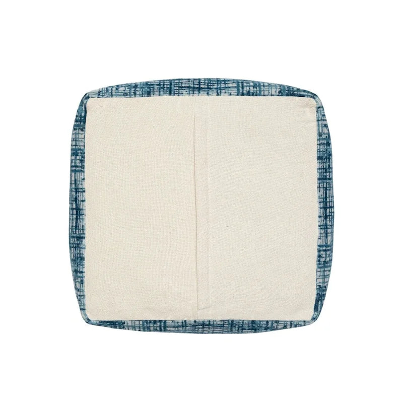 HomeRoots Pouf 18 Bleu en mélange de polyester