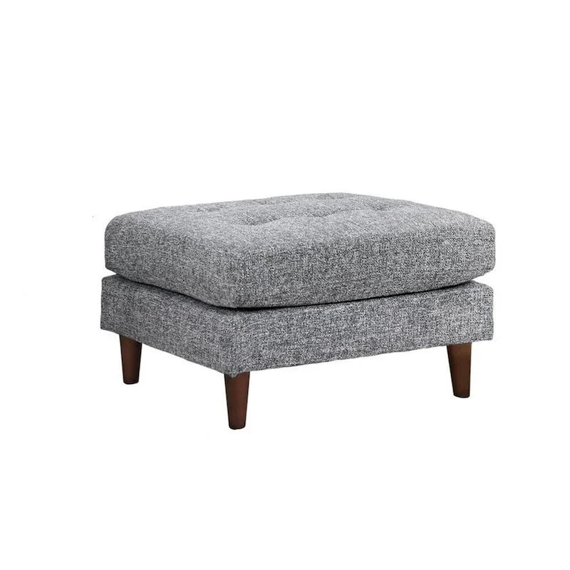 Canapé d'angle Ryle 264 cm avec méridienne et pouf, 2 coussins, tissu gris tissé