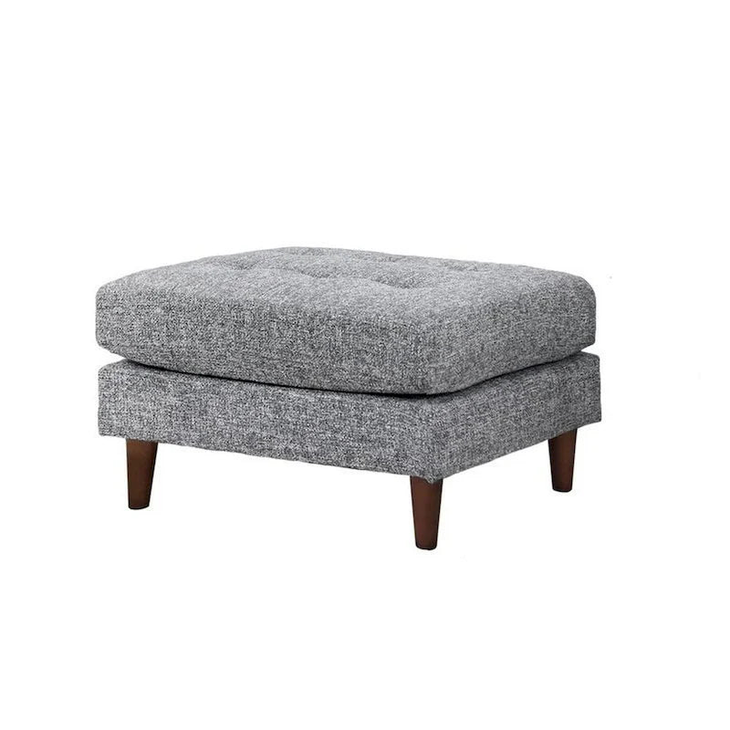 Canapé d'angle Ryle 264 cm avec méridienne et pouf, 2 coussins, tissu gris tissé