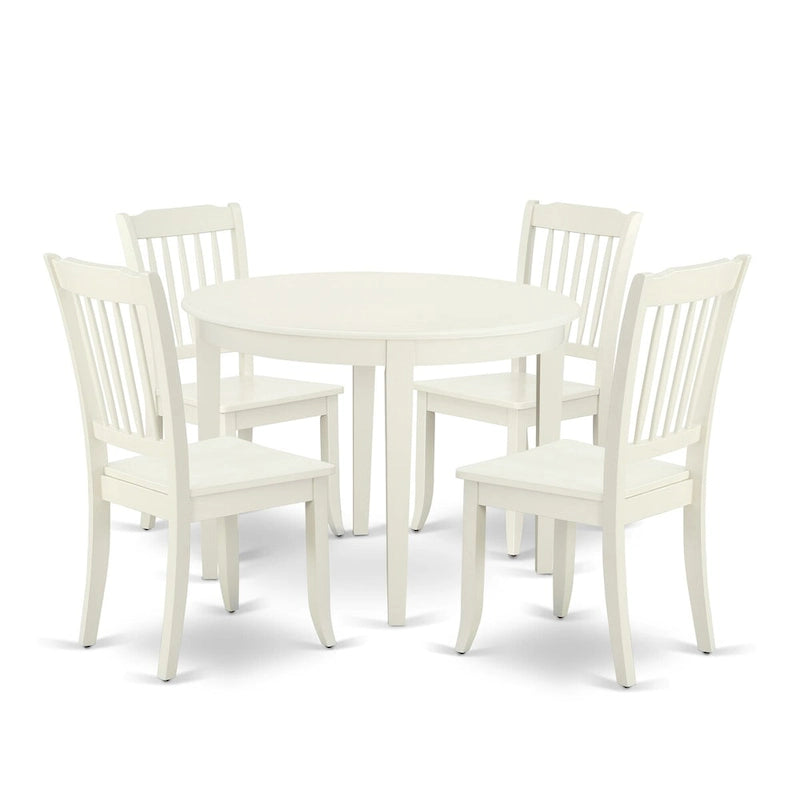 East West Furniture Ensemble de Table de Cuisine - Une Table Ronde et des Chaises de Salle à Manger, Blanc Lin (Options de Pièces)