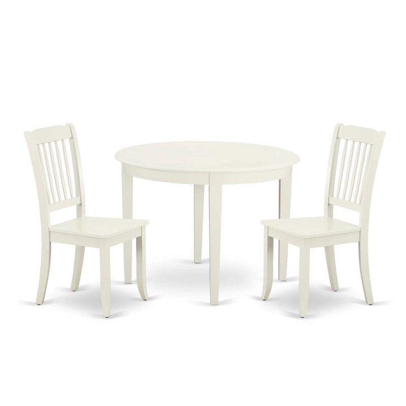 East West Furniture Ensemble de Table de Cuisine - Une Table Ronde et des Chaises de Salle à Manger, Blanc Lin (Options de Pièces)