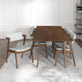 Ensemble de salle à manger Ayven 7 pièces en bois massif de style Mid-Century, brun noyer