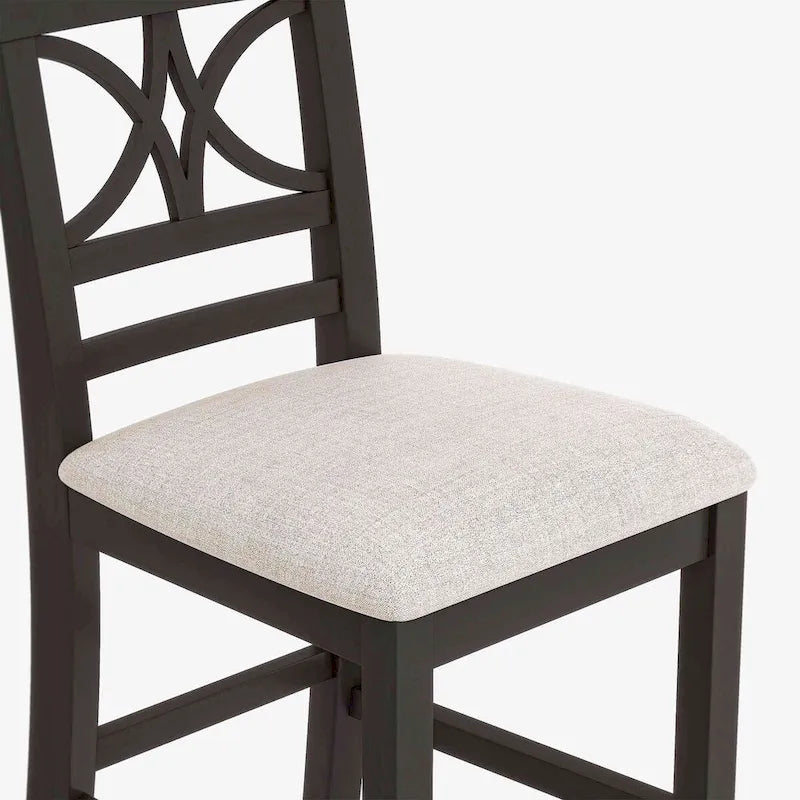 Ensemble de salle à manger 6 pièces à hauteur de comptoir avec étagère de rangement, banc et 4 chaises, expresso et beige