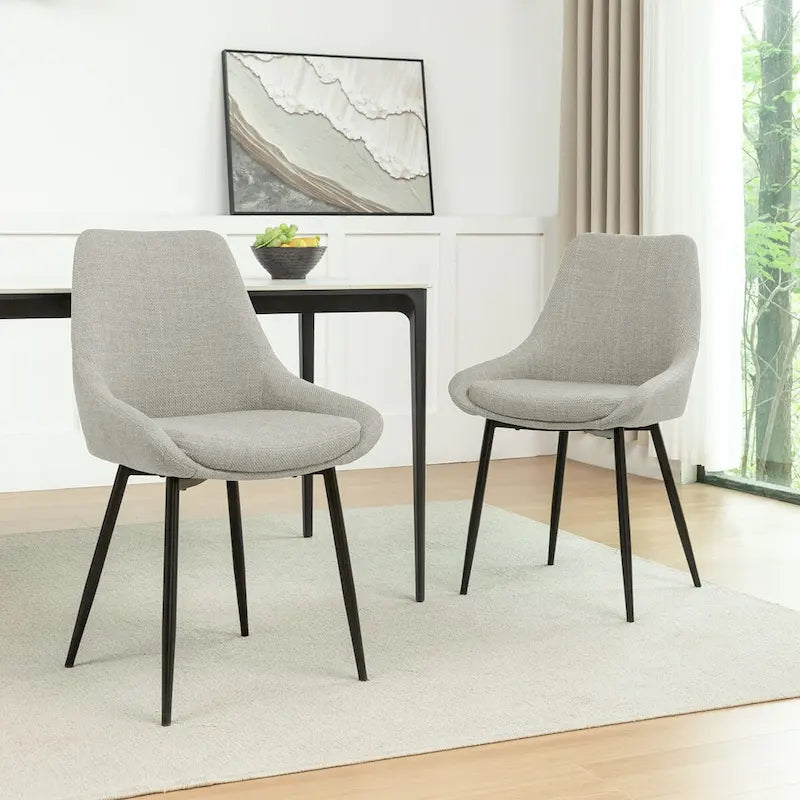 Chaises de salle à manger en tissu Orin de Porthos Home avec pieds en acier, lot de 2