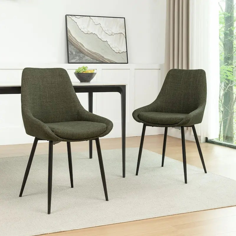 Chaises de salle à manger en tissu Orin de Porthos Home avec pieds en acier, lot de 2