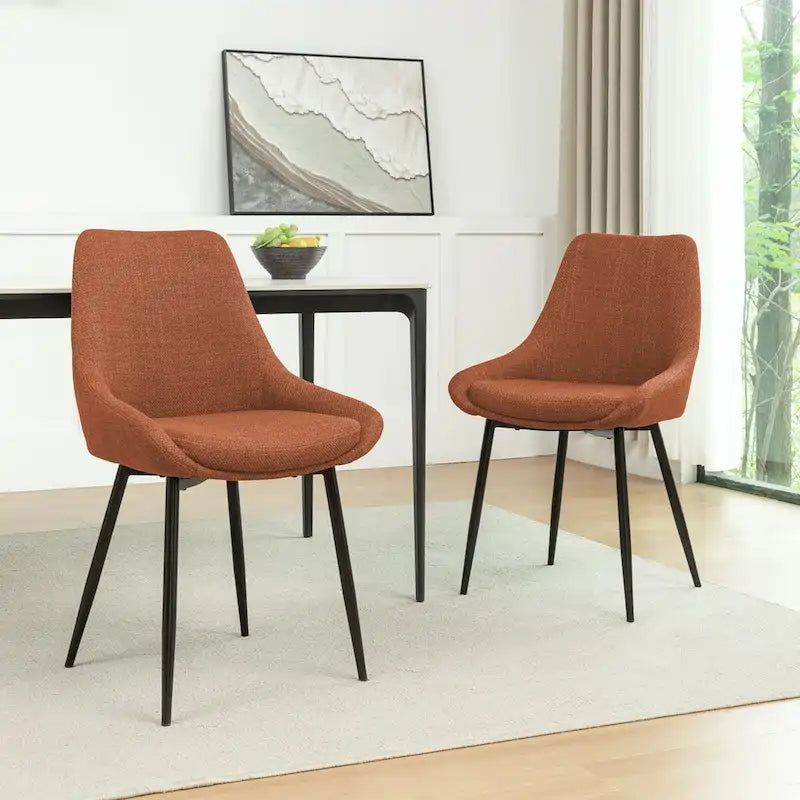 Chaises de salle à manger en tissu Orin de Porthos Home avec pieds en acier, lot de 2