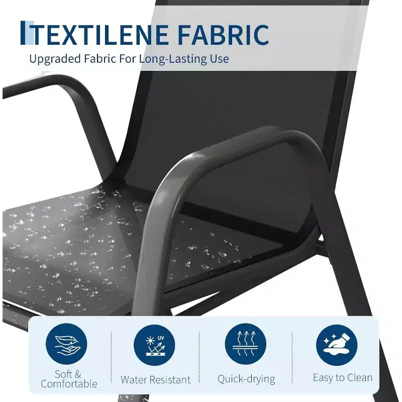 Chaises de patio, Lot de 4/6 chaises de salle à manger empilables d'extérieur en textilène léger résistant aux intempéries avec accoudoirs pour jardin, terrasse de piscine