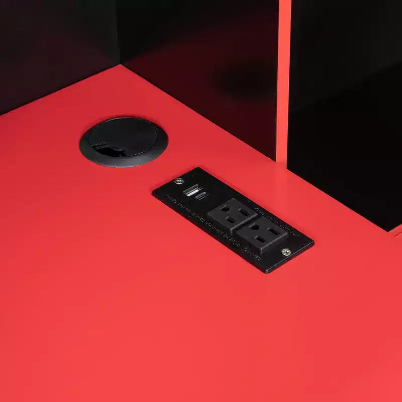 Lit de repos de jeu double/grand avec tête de lit bibliothèque, lumières LED, bureau intégré, tiroirs et station de charge