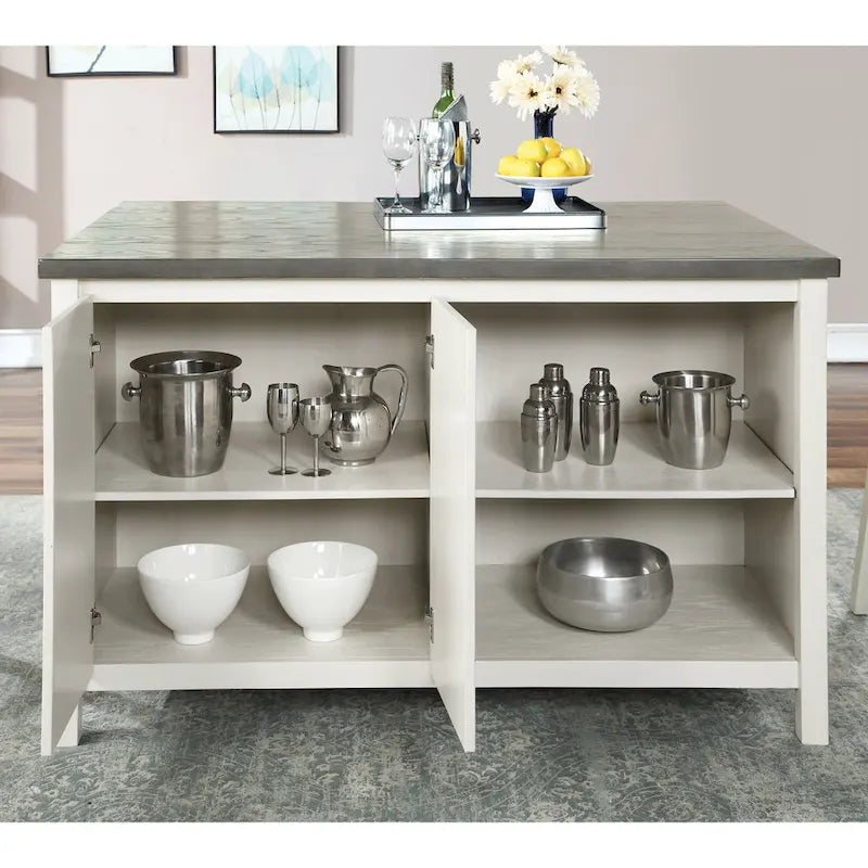 Ensemble de salle à manger 4 pièces Hanto de Furniture of America en bois blanc cassé de style transitionnel avec table de hauteur comptoir et rangement