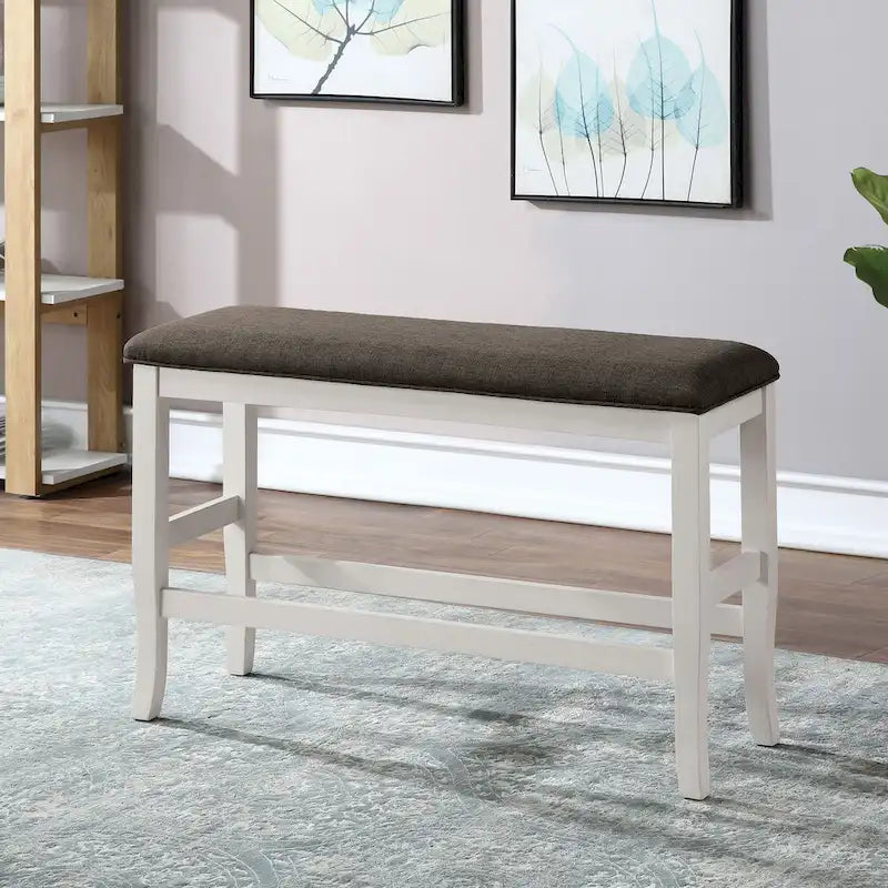 Ensemble de salle à manger 4 pièces Hanto de Furniture of America en bois blanc cassé de style transitionnel avec table de hauteur comptoir et rangement