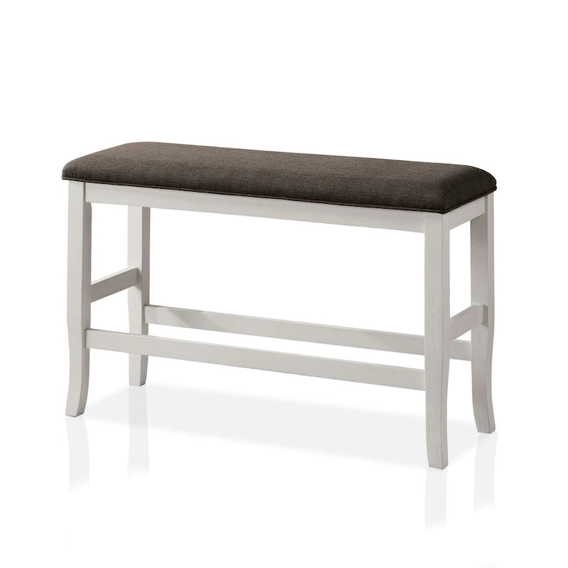 Ensemble de salle à manger 4 pièces Hanto de Furniture of America en bois blanc cassé de style transitionnel avec table de hauteur comptoir et rangement