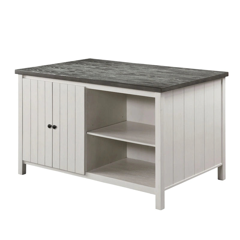 Ensemble de salle à manger 4 pièces Hanto de Furniture of America en bois blanc cassé de style transitionnel avec table de hauteur comptoir et rangement