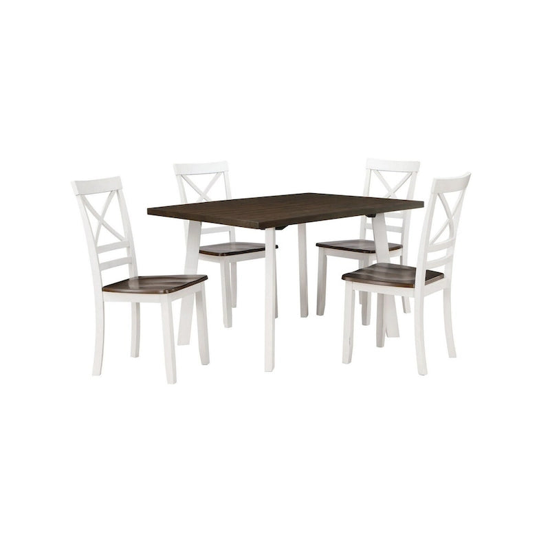 Ensemble de 2 chaises de salle à manger Dera 21 pouces, dossier croisé, structure en hévéa blanc