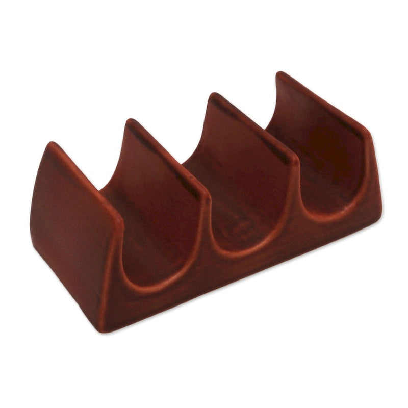 Novica Support de tacos en céramique fait main motif vagues de Bali