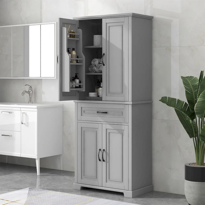 Meuble de rangement de salle de bain avec portes et tiroir