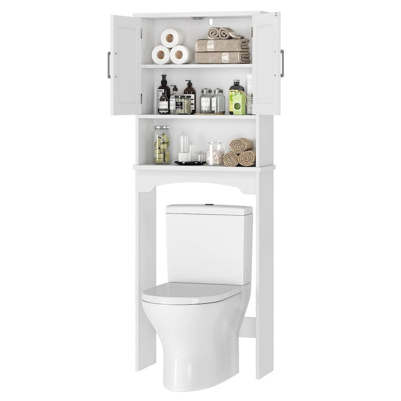 Meuble de rangement WC avec portes doubles et dispositif anti-basculement
