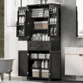 Meuble de rangement de salle de bain avec portes et tiroir, multiples espaces de rangement, étagère réglable, noir