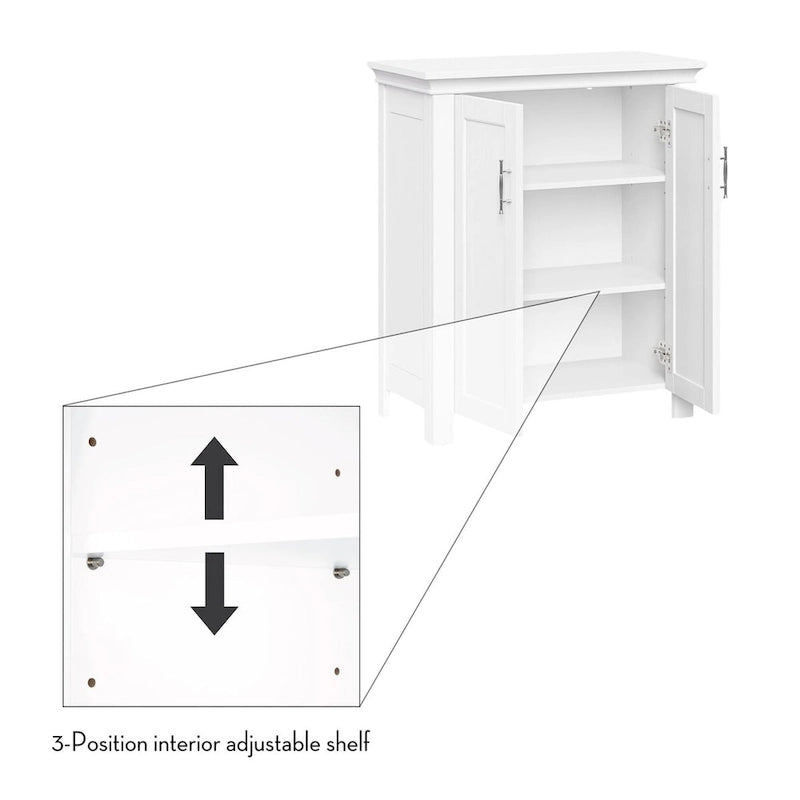Meuble de rangement à deux portes RiverRidge Somerset pour salle de bain et buanderie avec étagère réglable - Blanc
