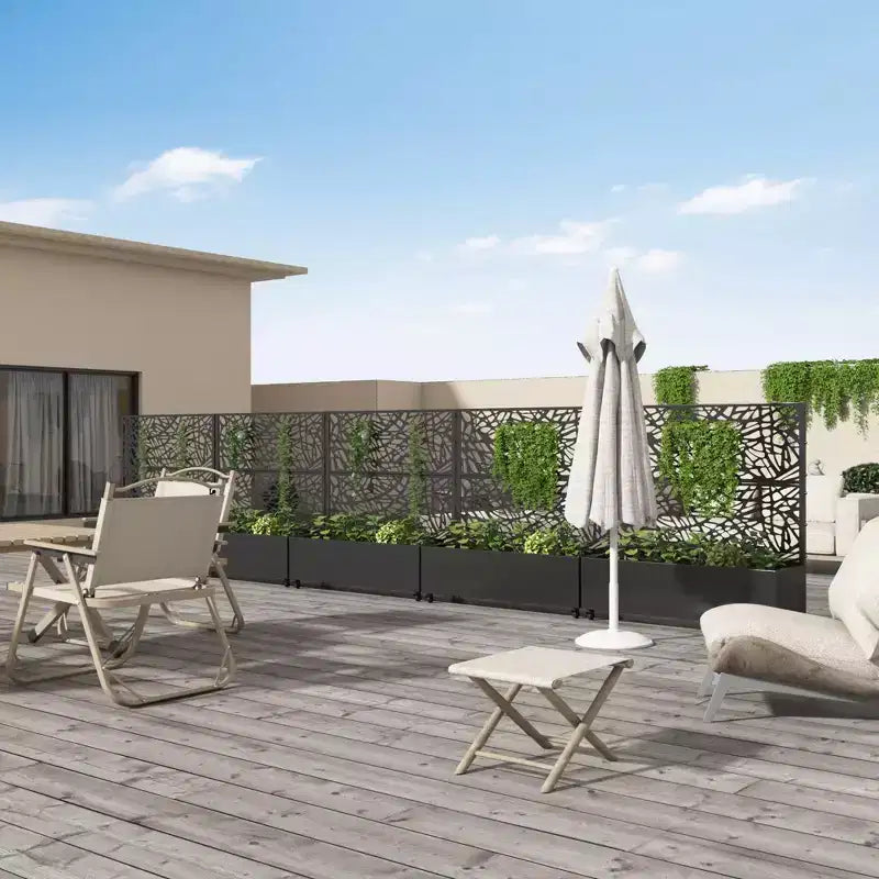 MAYEERTY Jardinière avec treillis en fer noir, style 01, 72 x 47 x 16 pouces, lot de 3 pièces