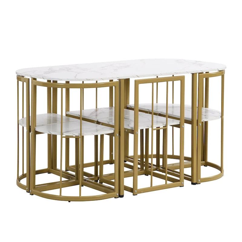 Ensemble de salle à manger en fer 7 pièces avec table et six chaises