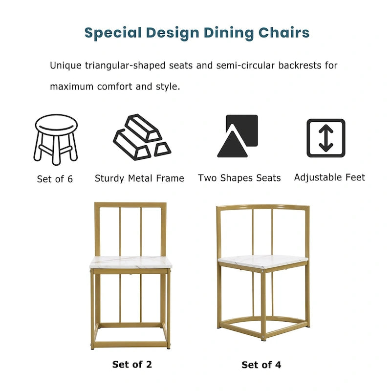Ensemble de salle à manger en fer 7 pièces avec table et six chaises